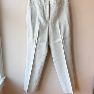 J.Crew Kate Pants Ivory Linen Blend Tapered Ankle Pants Size 12 Workwear